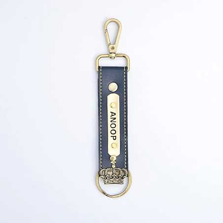 Personalized Keychain With Charms - Blue - Uncommongifts.in